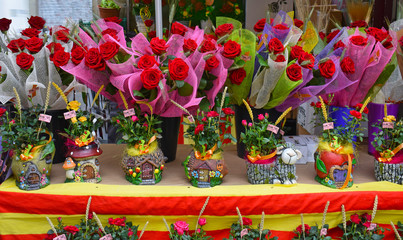 Fototapeta na wymiar Rosas de Sant Jordi en Cataluña España