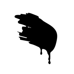 Flowing and Dripping paint or liquid brushstroke template. Black for use in any color and any design. Brush stroke isolated on light background. Art concept, ink splatter. Vector illustration Eps 10