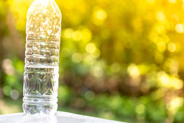 Bottle water made to plastic on  background.Using wallpaper for package or product copy space