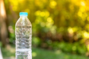 Bottle water made to plastic on  background.Using wallpaper for package or product copy space