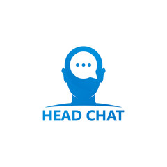 Head Chat Logo Template Design Vector, Emblem, Design Concept, Creative Symbol, Icon