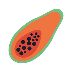 Papaya fruit healthy food isolated flat