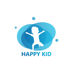 Happy Kid Logo Template Design Vector, Emblem, Design Concept, Creative Symbol, Icon