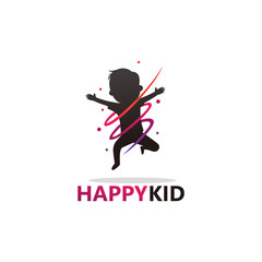 Happy Kid Logo Template Design Vector, Emblem, Design Concept, Creative Symbol, Icon