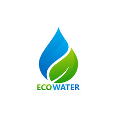 Eco Water Logo Template Design Vector, Emblem, Design Concept, Creative Symbol, Icon