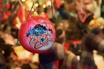 Christmas Bauble at Edinburgh Christmas Market, Scotland.