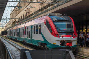 Fototapeta premium Train stoped at Roma Termini Train Station in Rome - Italy
