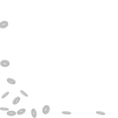 Russian ruble coins falling. Scattered black and w