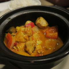 braised food, in a pot, curry with rice, Asian cuisine