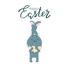 Rabbit with carrot isolated on white background