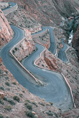 Mountain pass in Morocco, amazing road among the canyon, Tizi n'Tichka