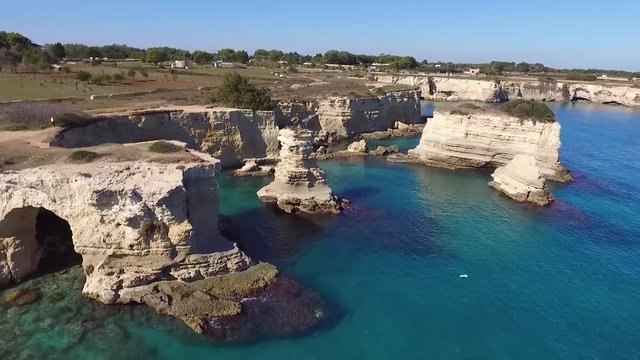The scenic stacks of Torre Sant'Andrea, in the Salento region of Puglia (Apulia), southern Italy.