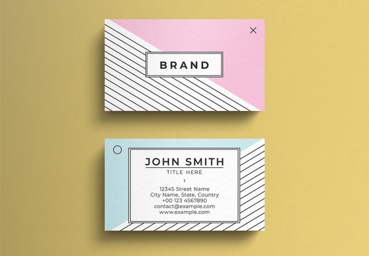 Simple Pastel Business Card Layout with Pattern Accents