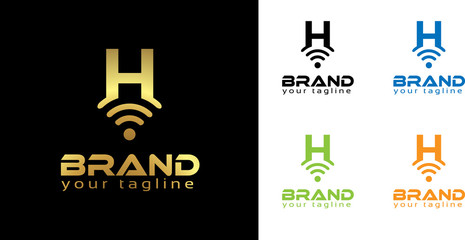H online logo template, stock logo template.