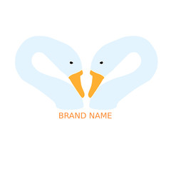 two swans head brand logo concept. Animal vector icon on white backgrounds