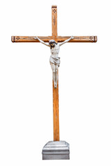 Christian crucifixion cross on white