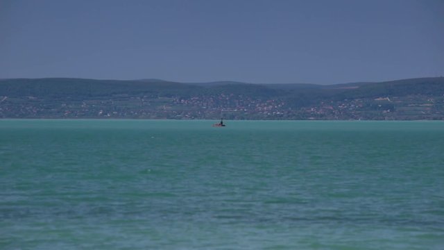 Red Bouy in the middle of the lake Balaton in Hungary, Si&oacute;fok