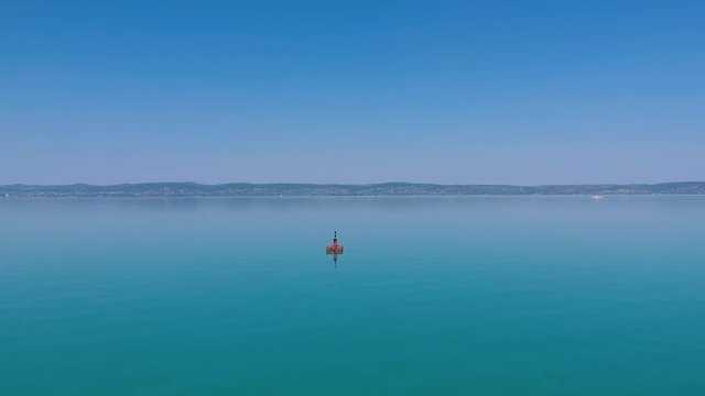 Red Bouy at the lake Balaton, Hungary Siofok Recorded with a Dji drone 1080p