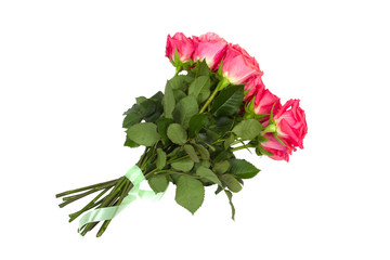 Bouquet of roses on an isolated white background.