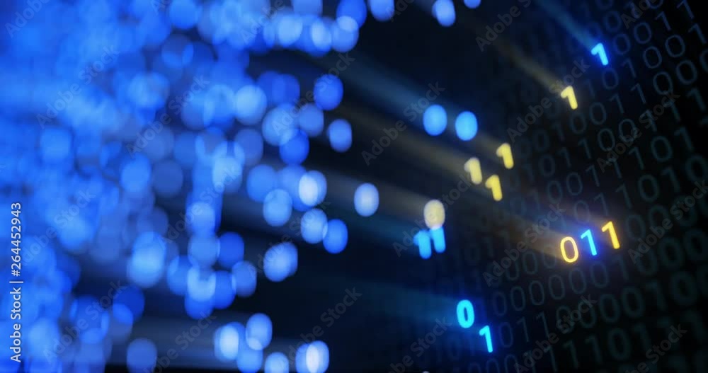 Poster Big data cloud computing internet of things IOT AI network technology. Seamless loop 4K VJ background. Data center digital code futuristic information technology. 3D rendering