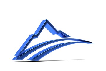 Mountain and road Logo. 3D Render Illustration