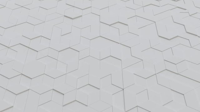 Techie 3d abstract background, clean hexagonal white geometric surface pattern, 3d illustration, 3d render, loop able animation