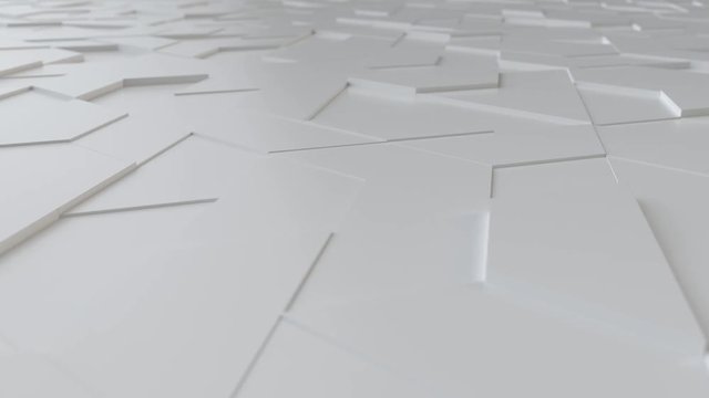 Techie 3d abstract background, clean hexagonal white geometric surface pattern, 3d illustration, 3d render, loop able animation