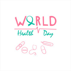 Vector Illustration of World health day concept text design with blue background- Vector