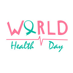 Vector Illustration of World health day concept text design with blue background- Vector