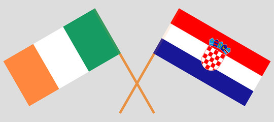 Croatia and Ireland. The Croatian and Irish flags. Official colors. Correct proportion. Vector