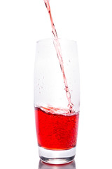Cherry juice on white background