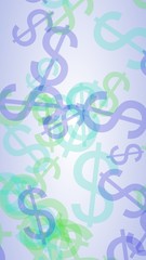 Multicolored translucent dollar signs on white background. 3D illustration