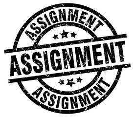 assignment round grunge black stamp