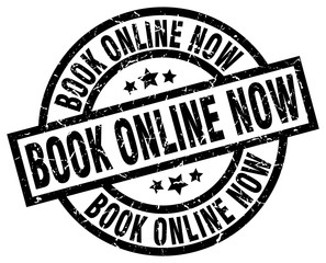 book online now round grunge black stamp
