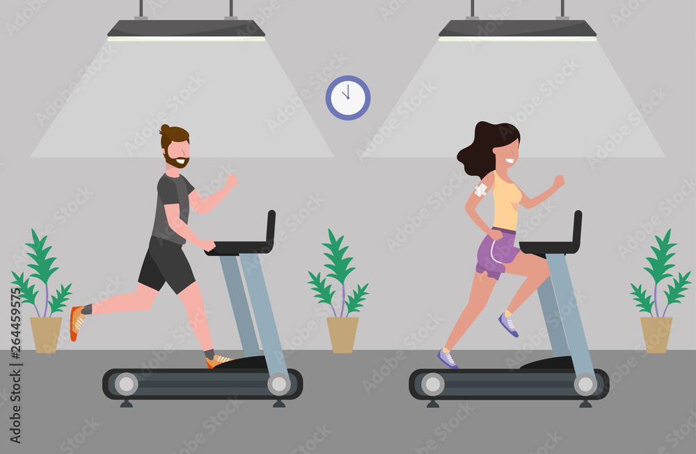 Poster fitness exercise cartoon