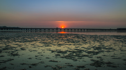 Sunset through Ryde pier at low tide, Isle of Wight