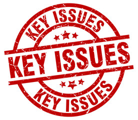 key issues round red grunge stamp