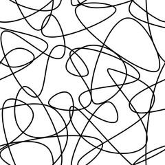 Vector abstract seamless scribble background. Fantasy modern tangled pattern. Digital tortuous design. Creative tangled composition. - 264460567