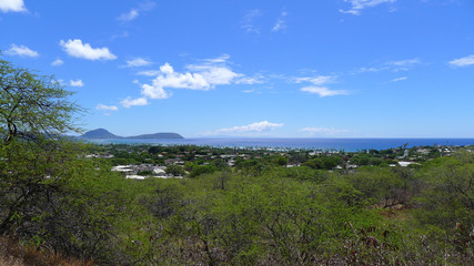Fototapeta na wymiar View on Kailua from Diamond Head in Hawaii