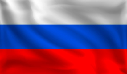 Waving Russian flag, the flag of Russia, vector illustration