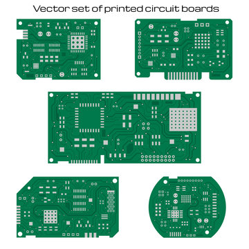 Vector set of detailed printed circuit boards