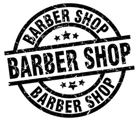 barber shop round grunge black stamp