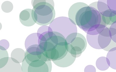 Multicolored translucent circles on a white background. Green tones. 3D illustration