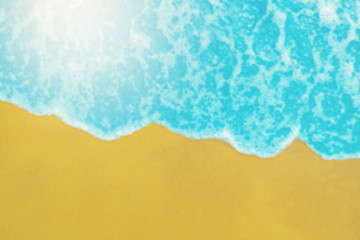 Fototapeta na wymiar Blurred sea background on a Sunny day, Golden sand and sea