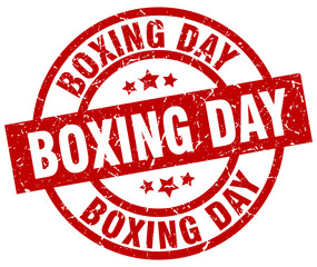 boxing day round red grunge stamp