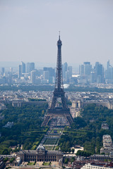Obraz premium PARIS,FRANCE-JULY 14.2014:Panorama of Paris with eiffel tower, la Defence in background
