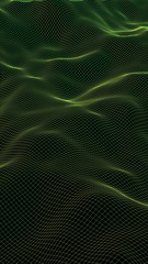 Fototapeta na wymiar Abstract landscape background. Cyberspace green grid. hi tech network. 3D illustration