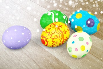 Colorfu lEaster eggs on desk