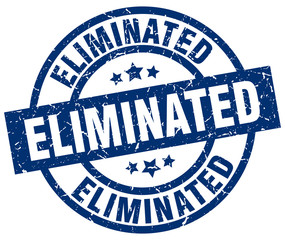 eliminated blue round grunge stamp