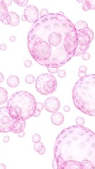 Bitcoin economic financial bubble. crypto currency 3D illustration. Business concept. Pink bubbles on white background. Bit, Coin, mining concept